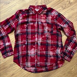 Hollister Bleached Flannel Shirt Button Up Size Large L